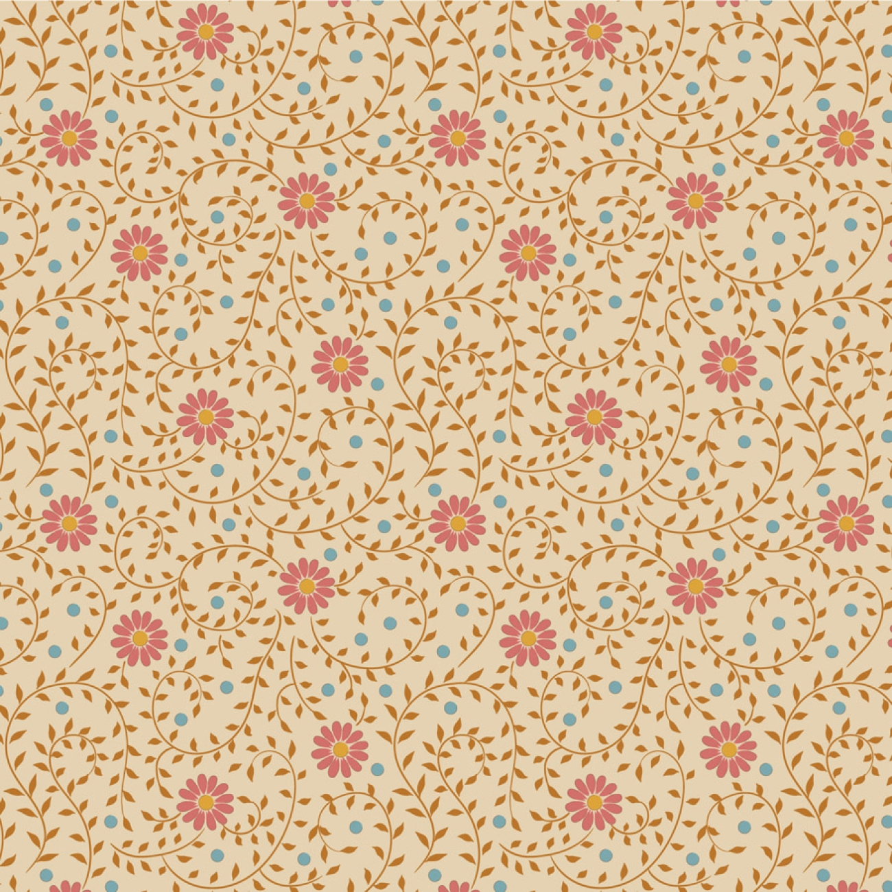 Tilda Patchwork Stoff Baumwolle - Sanctuary - Daisydream Tan